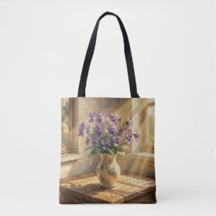 Vase mit lila Veilchen Impasto Tasche