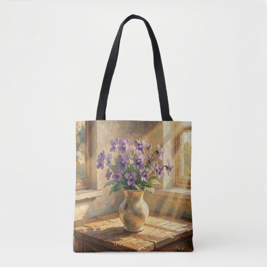 Vase mit lila Veilchen Impasto Tasche (Vorderseite)