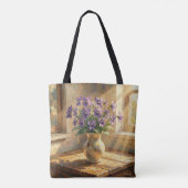 Vase mit lila Veilchen Impasto Tasche (Rückseite)