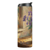 Vase mit lila Veilchen Impasto   Thermosbecher (Nach links gedreht)