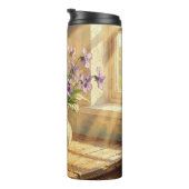 Vase mit lila Veilchen Impasto   Thermosbecher (Nach rechts gedreht)