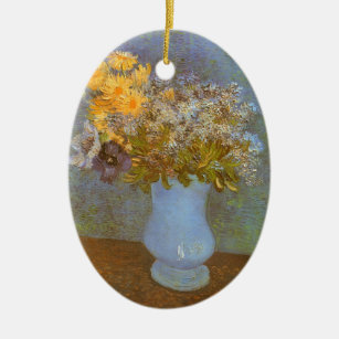 Vase mit Lilacs, Daisis und Anemones von Van Gogh Keramik Ornament