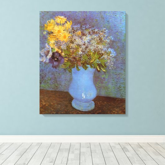 Vase mit Lilacs und Daisis von Vincent van Gogh Leinwanddruck (Insitu (Holzboden))