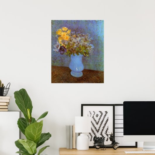 Vase mit Lilacs und Daisis von Vincent van Gogh Poster (Heimbüro)
