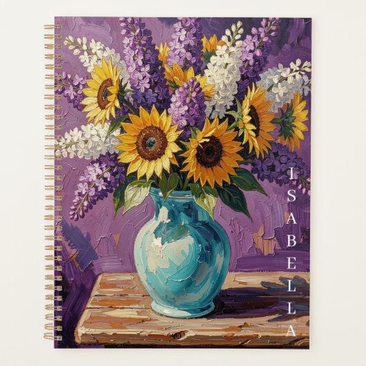 Vasé mit Lilien und Iris-Blumen personalisiert Planer (Vorderseite)