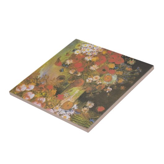 Vase mit Maisblumen und Pfefferkuchen, Bäuche und  Fliese (Seite)