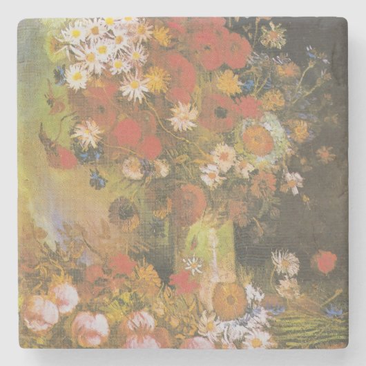 Vase mit Maisblumen und Pfefferkuchen, Bäuche und  Steinuntersetzer (Vorderseite)