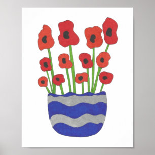 Vase mit Mohnblumen Zeitgenössische Kunst Poster