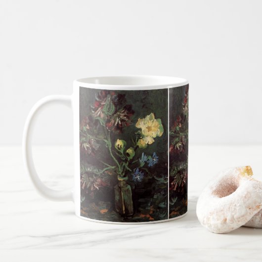 Vase mit Myosotis und Peontis von Vincent van Gogh Kaffeetasse (Mit Donut)