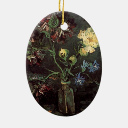 Vase mit Myosotis und Peontis von Vincent van Gogh Keramikornament (Hinten)