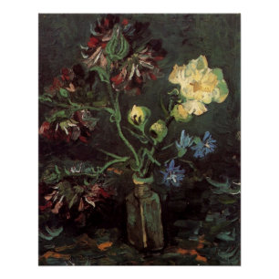 Vase mit Myosotis und Peontis von Vincent van Gogh Poster