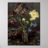 Vase mit Myosotis und Peontis von Vincent van Gogh Poster (Vorne)