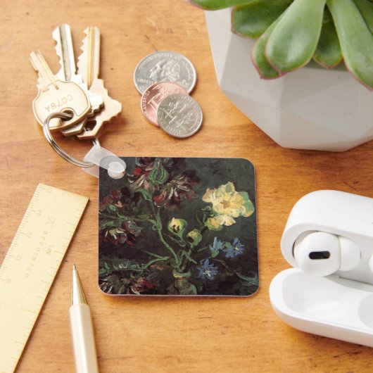 Vase mit Myosotis und Peontis von Vincent van Gogh Schlüsselanhänger (Schreibtisch)