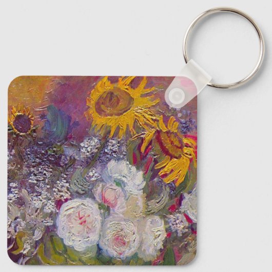 Vase mit Myosotis und Peontis von Vincent van Gogh Schlüsselanhänger (Rückseite)