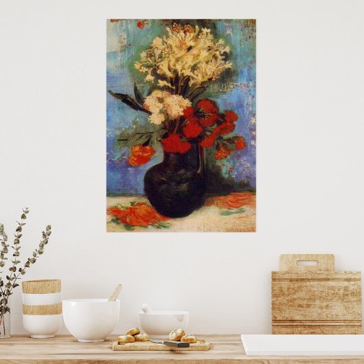 Vase mit Nelken und anderen Blume van Gogh Poster (Küche)