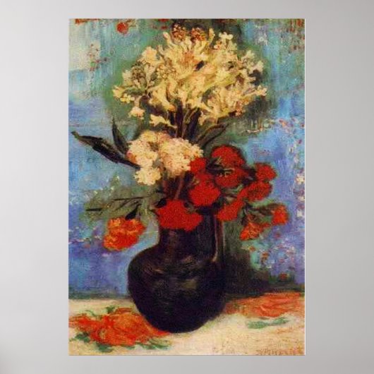 Vase mit Nelken und anderen Blume van Gogh Poster (Vorne)