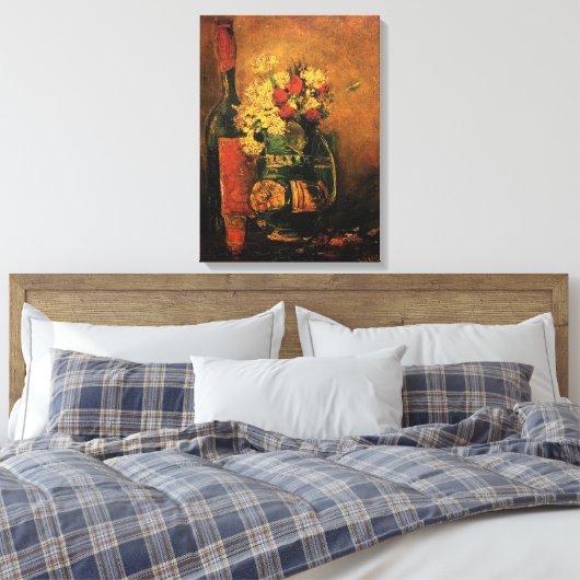 Vase mit Nelken und Rose und Flasche, Vince Leinwanddruck (Insitu (Schlafzimmer))