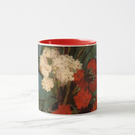 Vase mit Nelken von Vincent van Gogh Tasse (Zentrum)