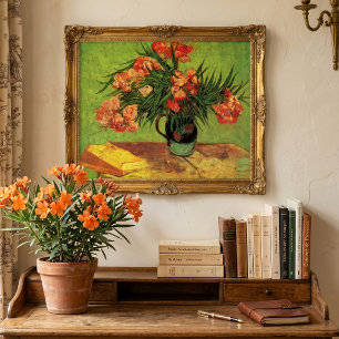 Vase mit Oleander und Büchern von Vincent van Gogh Poster