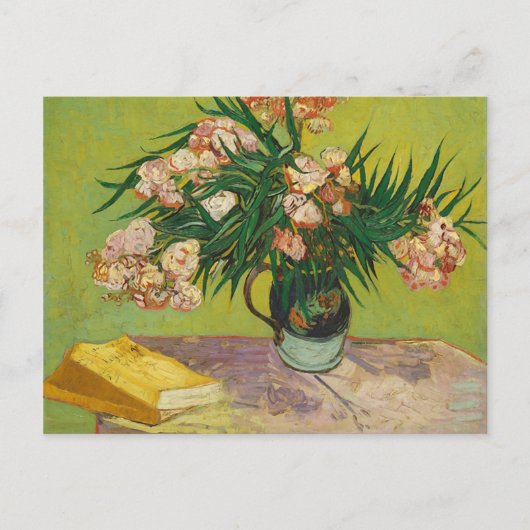 Vase mit Oleanders & Books, Van Gogh Fine Art Postkarte (Vorderseite)