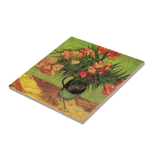 Vase mit Oleanders und Bücher von Vincent van Gogh Fliese (Seite)