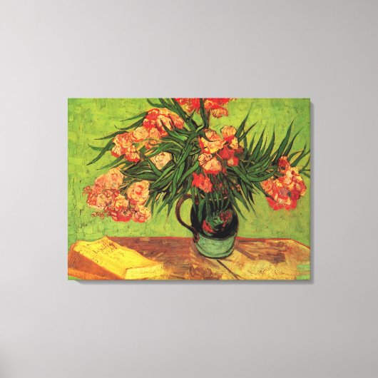 Vase mit Oleanders und Bücher von Vincent van Gogh Leinwanddruck (Vorderseite)