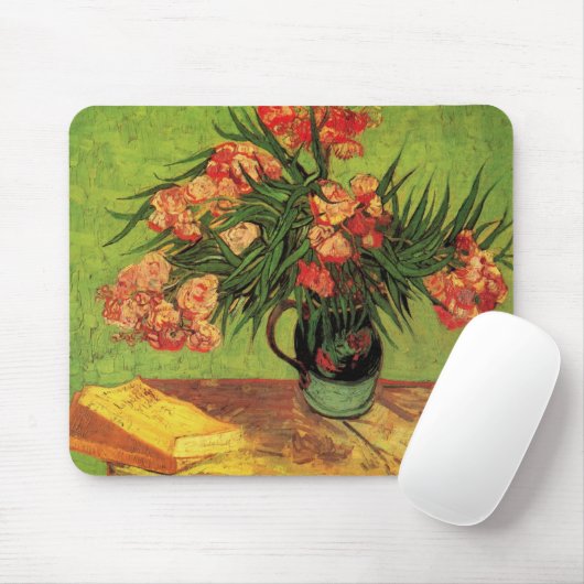 Vase mit Oleanders und Bücher von Vincent van Gogh Mousepad (Mit Mouse)