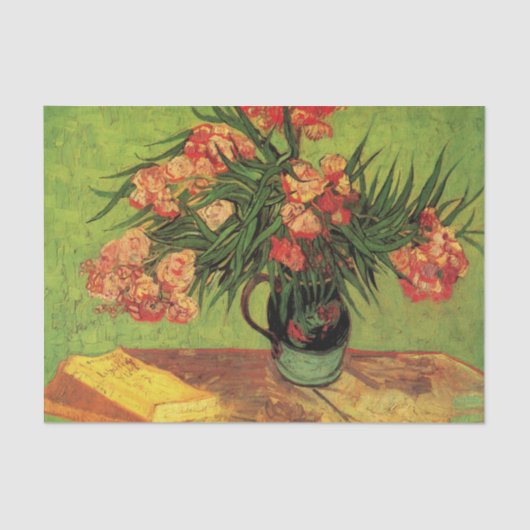 Vase mit Oleanders und Bücher von Vincent van Gogh Seidenpapier (Vorderseite)