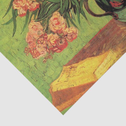Vase mit Oleanders und Bücher von Vincent van Gogh Seidenpapier (Ausschnitt)