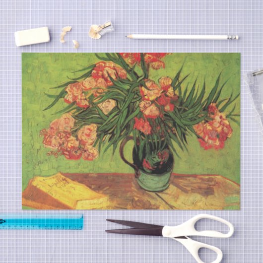 Vase mit Oleanders und Bücher von Vincent van Gogh Seidenpapier (Handwerk)