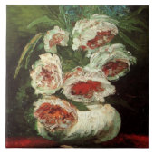 Vase mit Peonies Van Gogh Fine Art Fliese (Vorderseite)