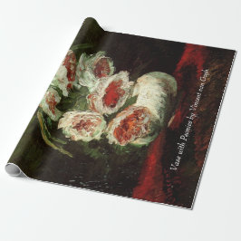 Vase mit Peonies von Van Gogh. Vintages Blumenöl Geschenkpapier
