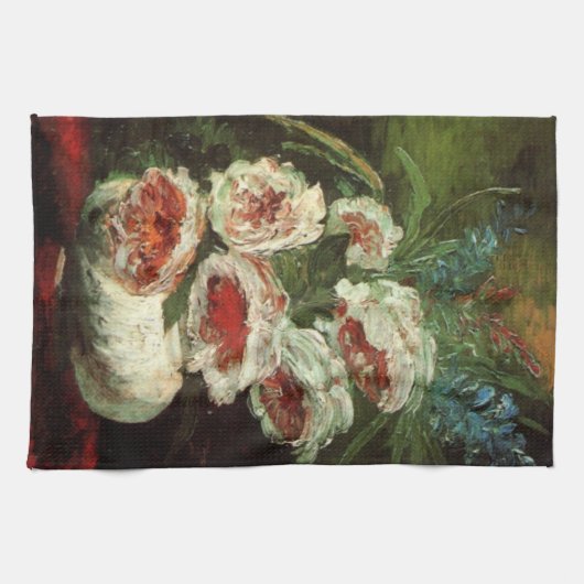 Vase mit Peonys von Vincent van Gogh Geschirrtuch (Horizontal)