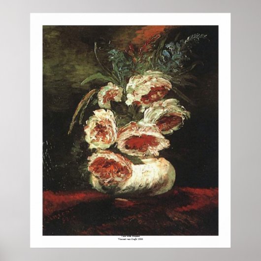 Vase mit Peonys von Vincent van Gogh Poster (Vorne)