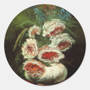 Vase mit Pfingstrosen von Vincent van Gogh Runder Aufkleber