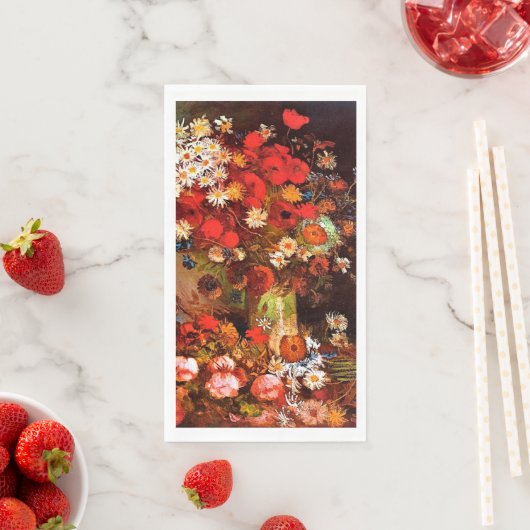 Vase mit Pflücken, Kornblumen, Peonies.. Papier G Serviette (Beispiel)