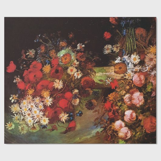 Vase mit Pflücken, Kornblumen, Peonies.. Van Gogh Geschenkpapier (Flach)