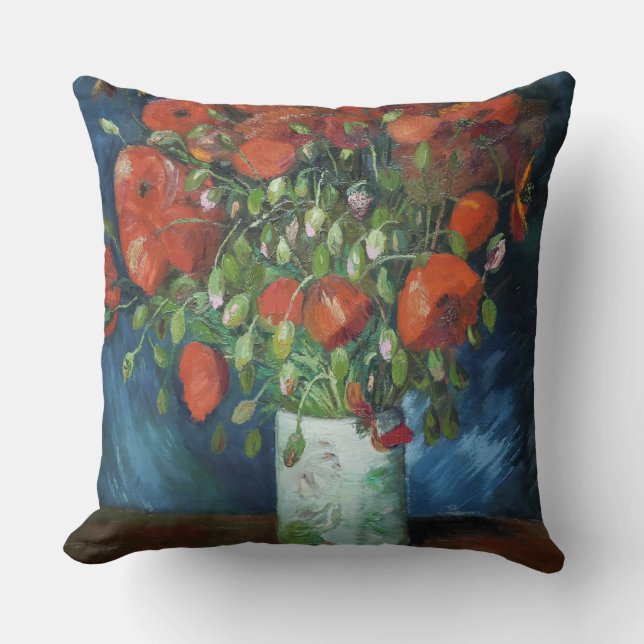 Vase mit Red Poppies Vincent van Gogh Kissen (Vorderseite)