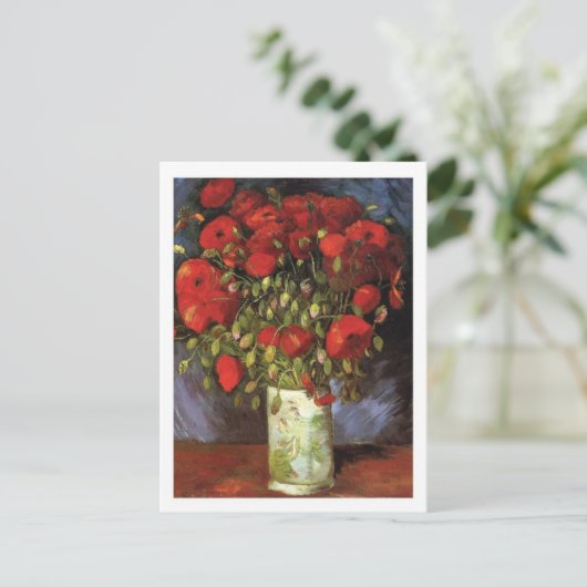 Vase mit Red Poppies Vincent Van Gogh Postkarte (Stehend Vorderseite)
