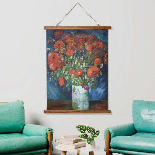 Vase mit Red Poppies Vincent van Gogh Wandteppich Mit Holzrahmen (Wohnzimmer)