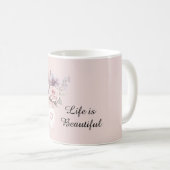 Vase mit rosa lila Blumen Kaffeetasse (VorderseiteRechts)