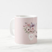 Vase mit rosa lila Blumen Kaffeetasse (Vorderseite Links)