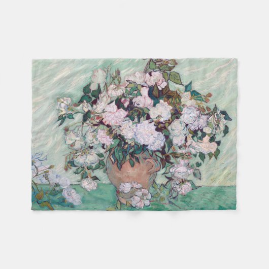 Vase mit rosa Rosen, Van Gogh Fleecedecke (Vorderseite (Horizontal))
