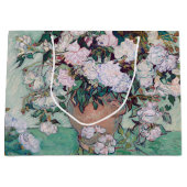 Vase mit rosa Rosen, Van Gogh große Geschenktasche Geschenktüte (Vorderseite)