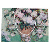 Vase mit rosa Rosen, Van Gogh große Geschenktasche Geschenktüte (Rückseite)