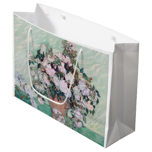 Vase mit rosa Rosen, Van Gogh Große Geschenktüte (Vorderseite Schrägansicht)