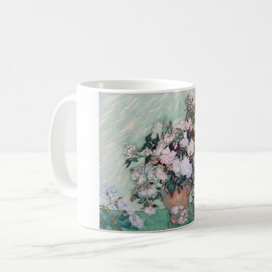 Vase mit rosa Rosen, Van Gogh Kaffeetasse (Vorderseite Links)
