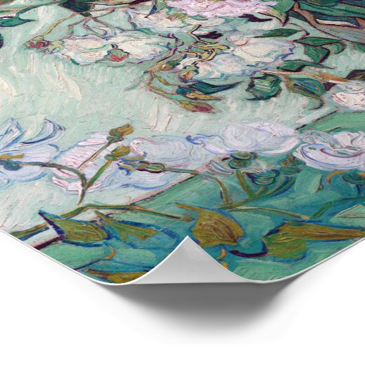 Vase mit rosa Rosen, Van Gogh Poster (Ecke)
