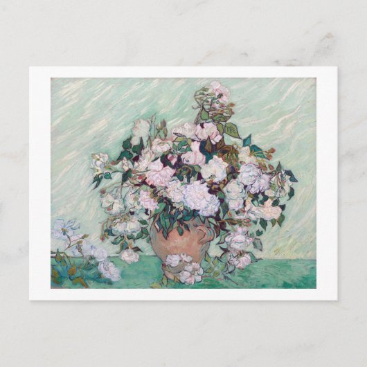 Vase mit rosa Rosen, Van Gogh Postkarte (Vorderseite)