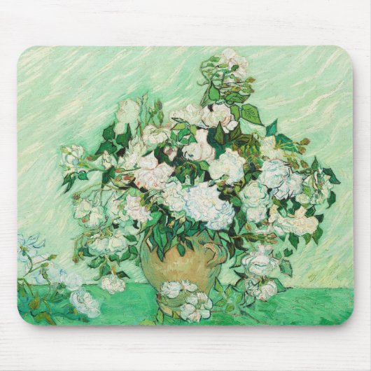 Vase mit rosa Rosen, Vincent Van Gogh Mousepad (Vorne)